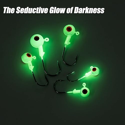 Miniatura 6 de Alwonder Paquete de 10 plantillas de pesca redondas, plantillas de bola de lubina, ojos 3D, ganchos de acero de alto carbono, señuelos de lubina,