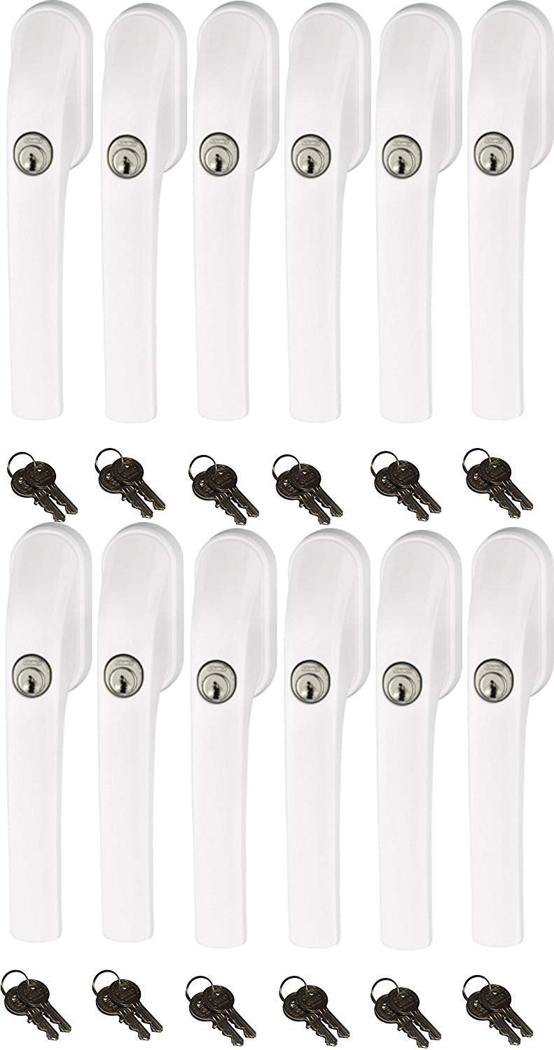 Abus FG300 abschließbarer Fenstergriff, weiß, im Set 12 Stück alle gleichschließend AL0125 mit insgesamt 24 Schlüssel
