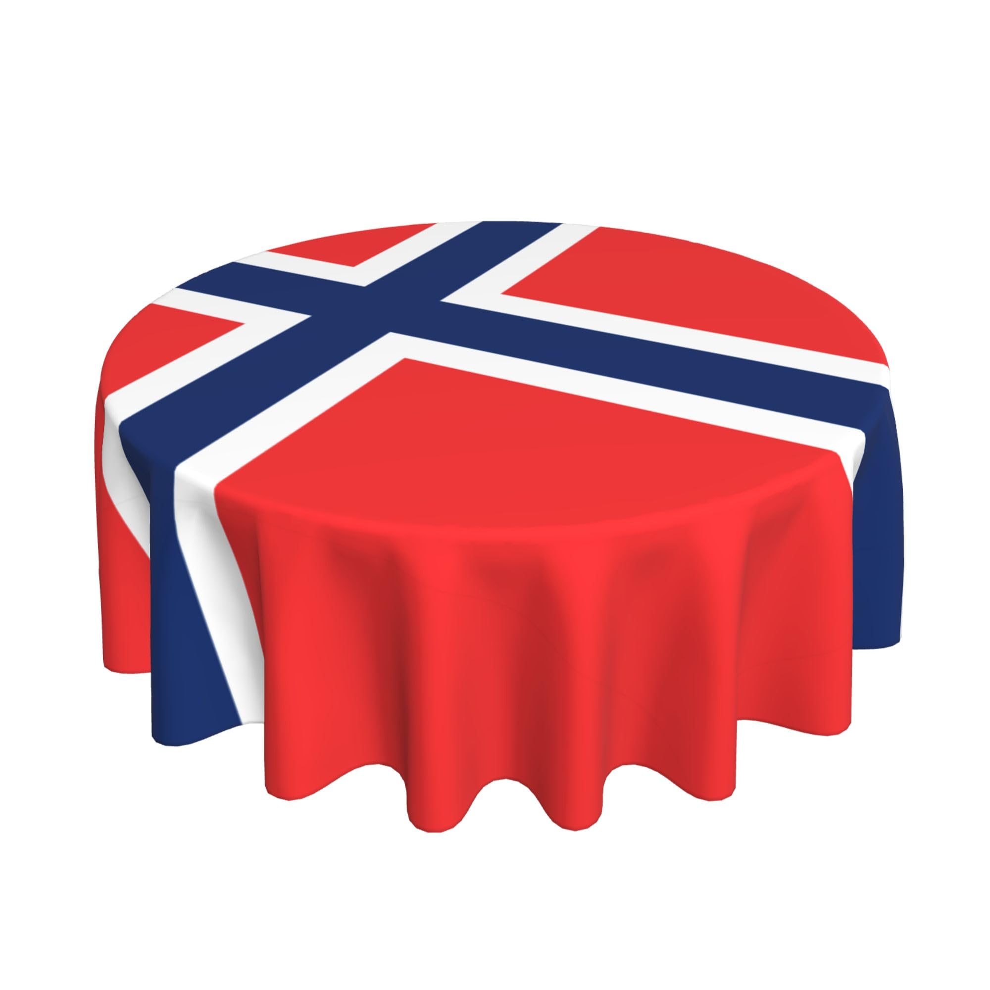 HLBSDM Flag of Norway 60" Restaurant Circle Decor Tablecloth Festive Table Cover Round Art Desk Cloth