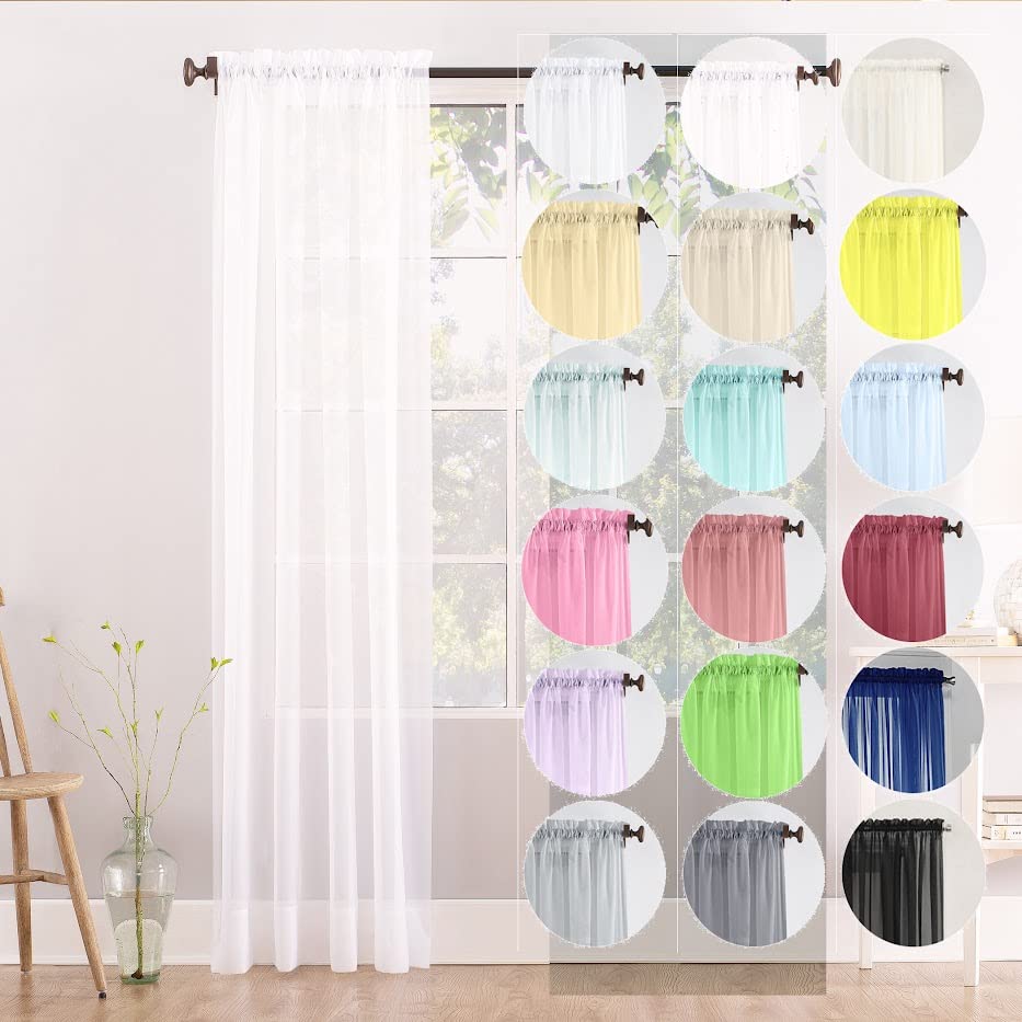 Megachest single panel slot top sheer voile curtain(off white, 56" wideX48 drop 1 Panel)