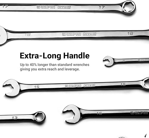 Miniatura 5 de Capri Tools XT90 WaveDrive Pro - Juego de llaves combinadas para tornillos regulares y redondeados (12 piezas métricas (rechonchas)  bolsa