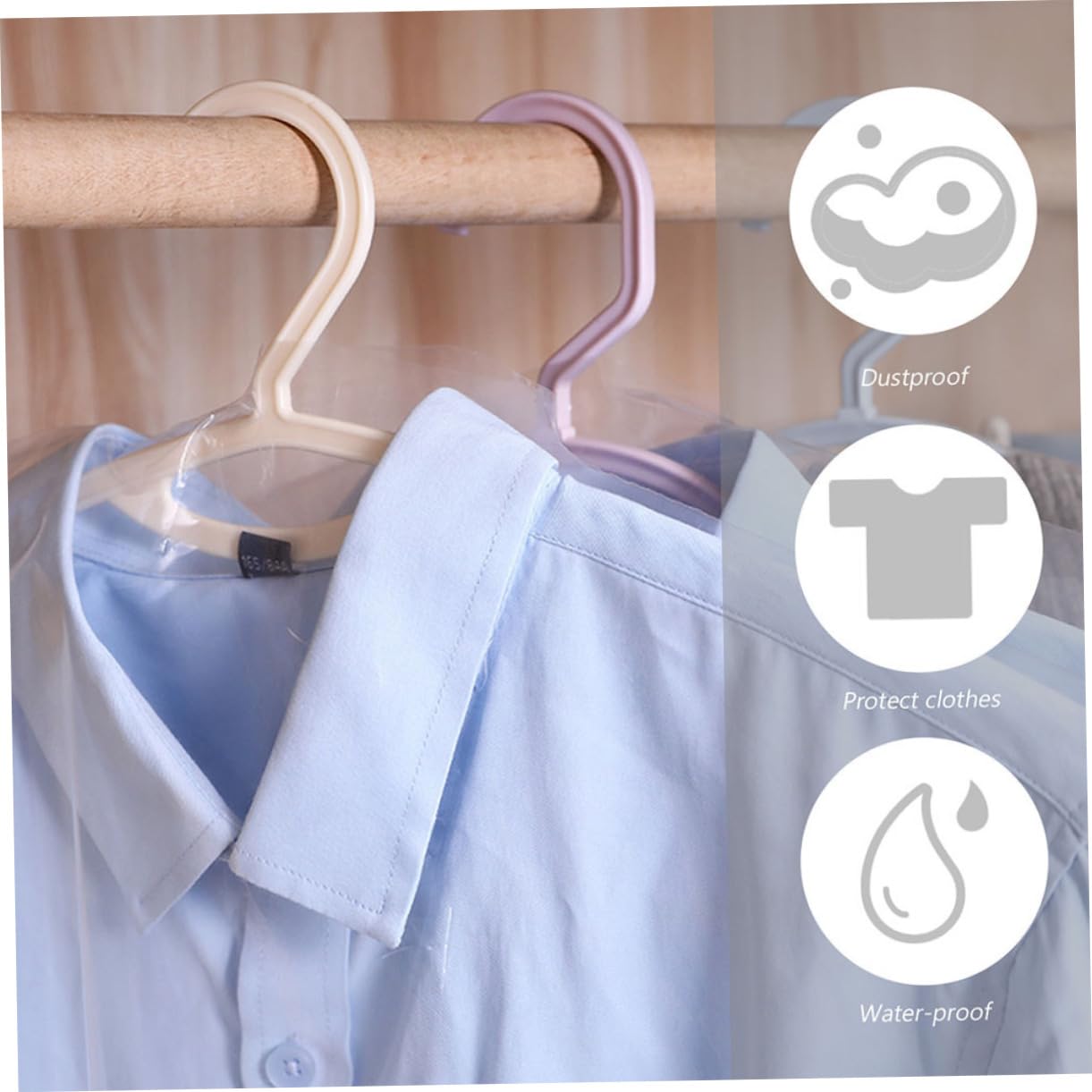 SOLUSTRE 40Pcs Transparent Protective Covers for Clothes Storage Reusable Garment Bags Household Dust Covers for Suits Dresses and Coats Pe Material for Wardrobe Organization