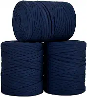 SYMEON Fio de Malha 1kg Ecologico Residual 140m Artesanato Crochê (Tons de azul marinho)