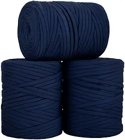 SYMEON Fio de Malha 1kg Ecologico Residual 140m para Crochê Tricô Artesanato (Tons de Azul Marinho)