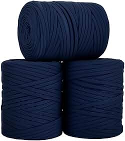 SYMEON Fio de Malha 1kg Ecologico Residual 140m para Crochê Tricô Artesanato (Tons de Azul Marinho)