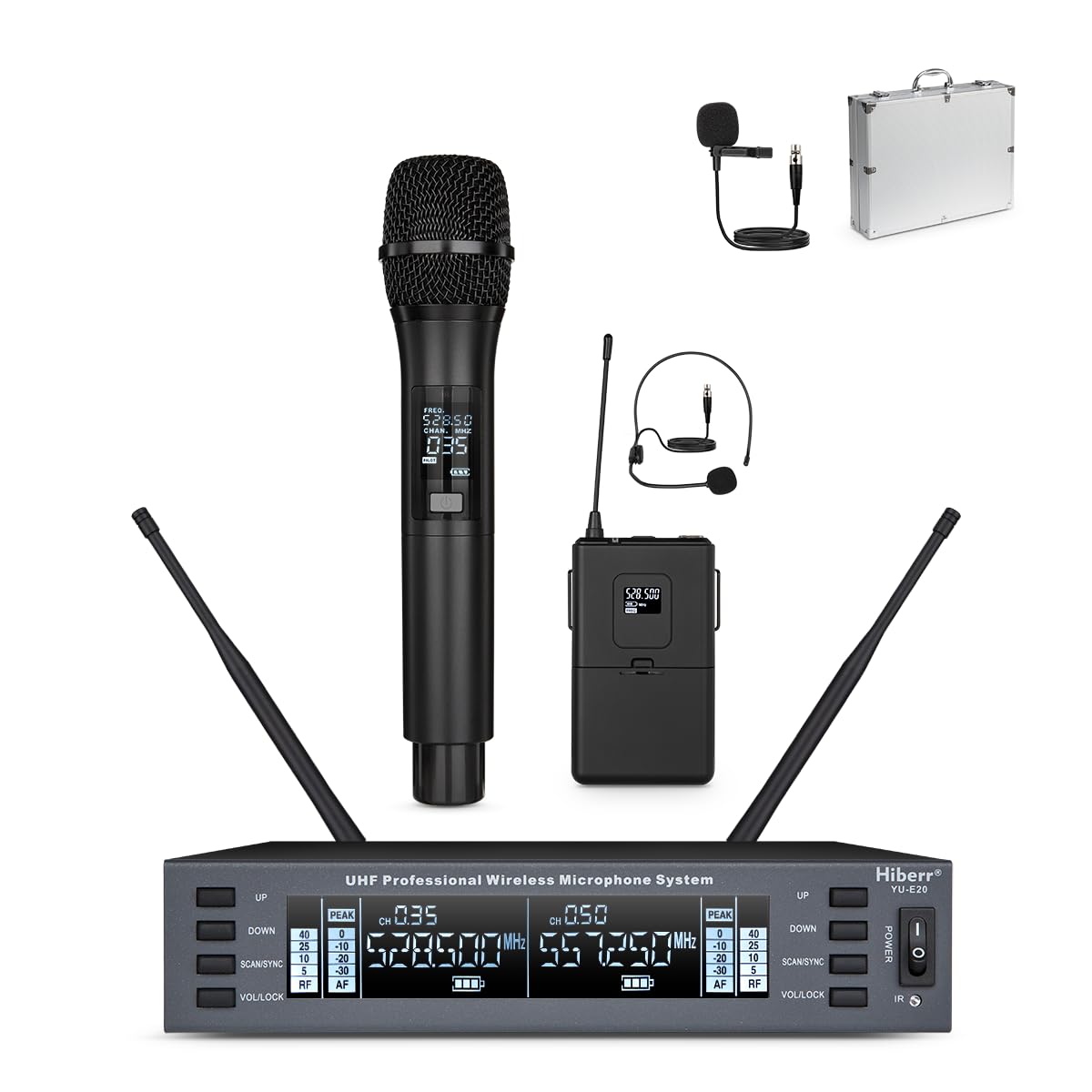 2ch UHF Wireless Microphone System for Church, DJ, Wedding, Singing