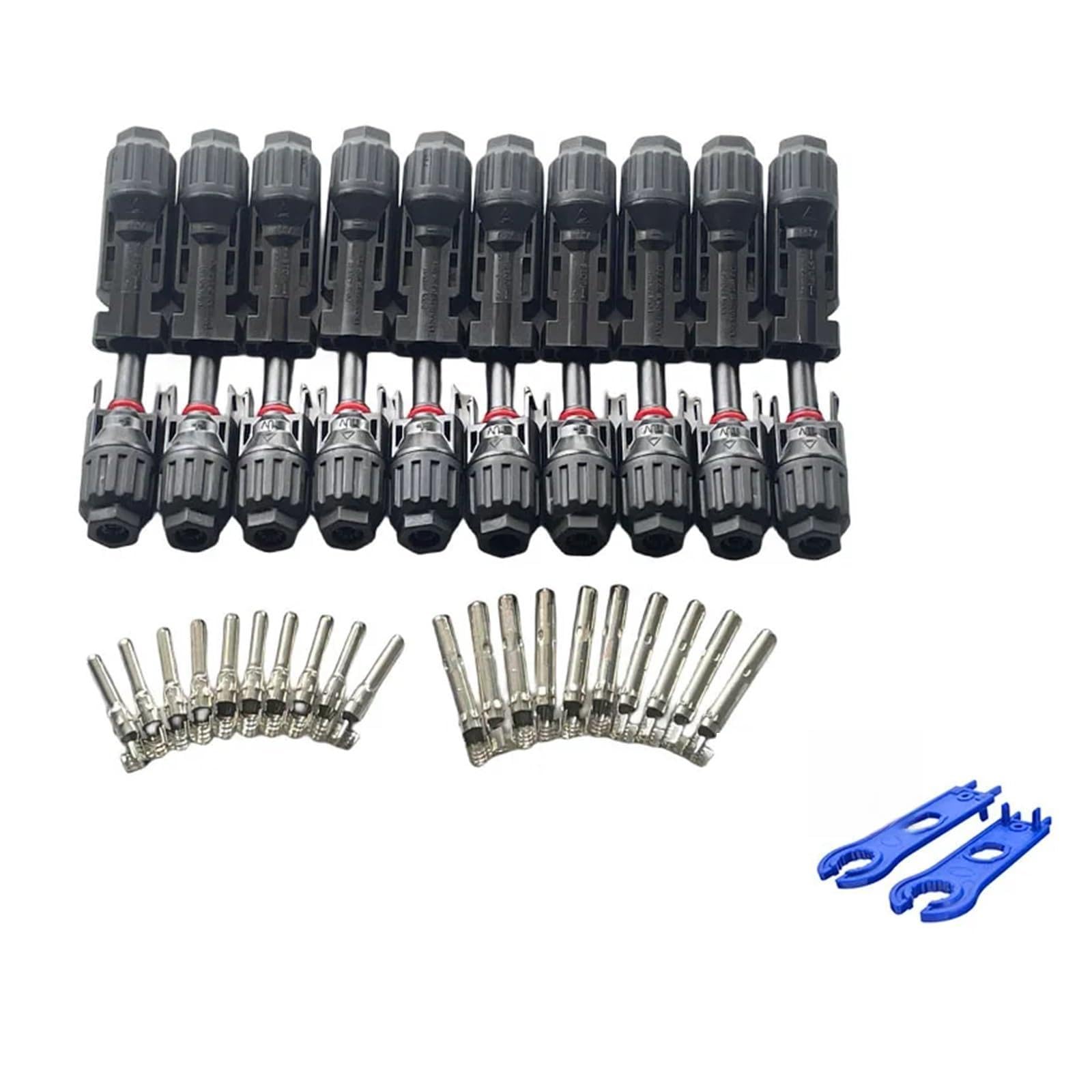 5/10 Paar Solaranschlüsse, PV-Stecker, 1000 V, 30 A, Solarpanel-Anschluss-Set, Erhältlich For PV/MC-Kabel 2,5/4/6 Mm²(10 pairs 1 spanner)