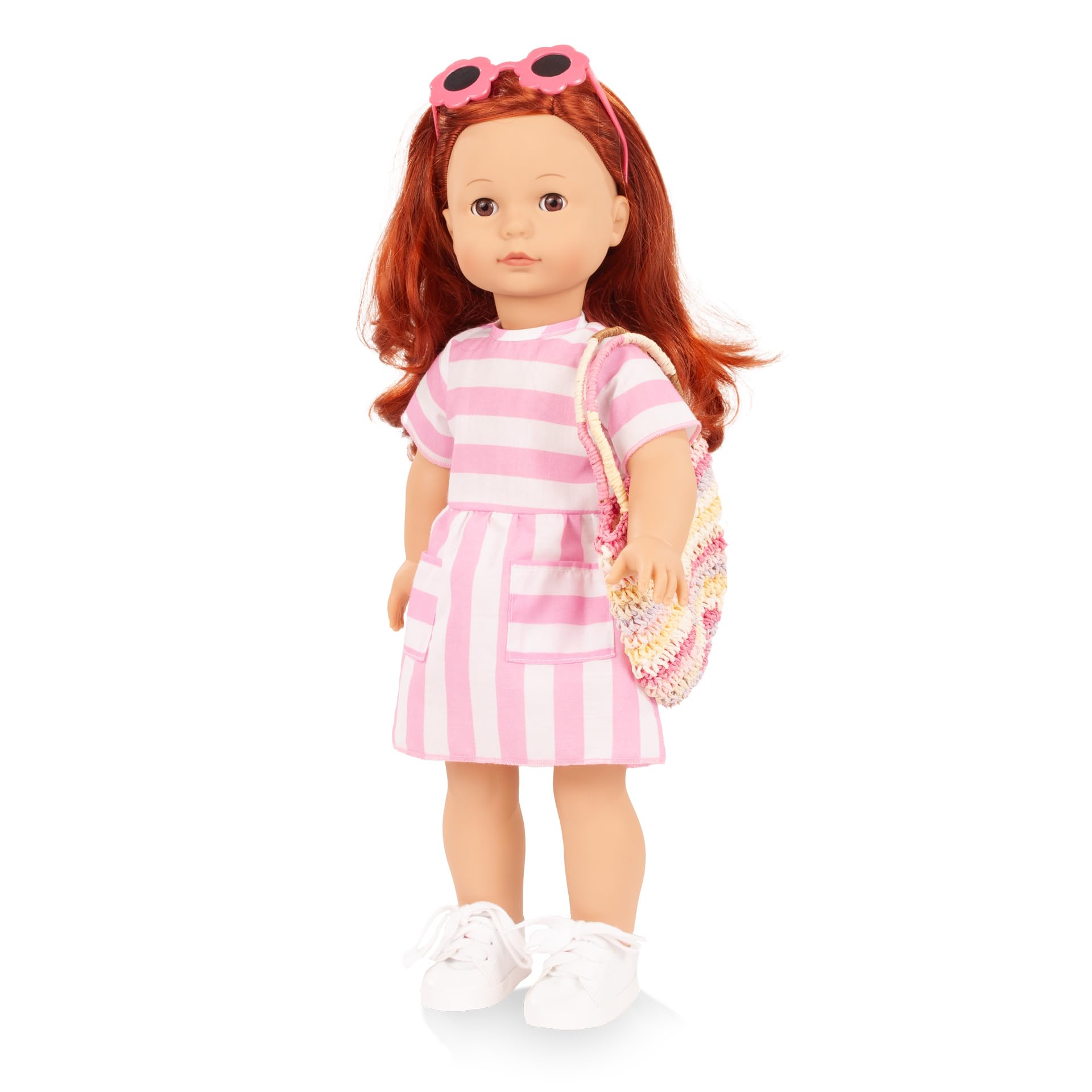 Götz 2690347 Precious Day Girl Julia Summer Puppe 46 cm Stehpuppe | 7-tlg, für Kinder ab 3 Jahren, lange rote Haare, braune Schlafaugen, Outfit mit Sommerkleid, frisierbar, Weichkörper