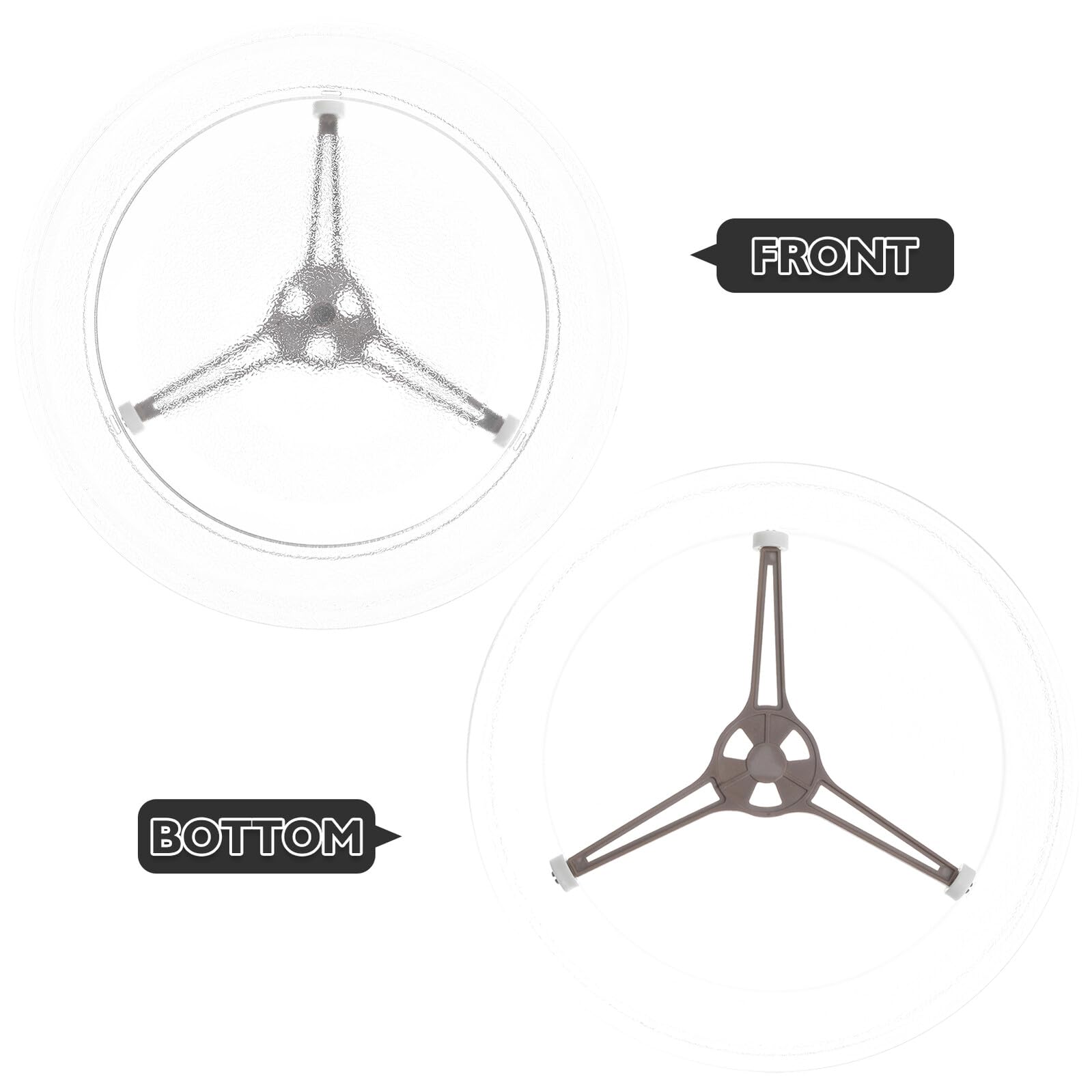 Baluue Plato de Vidrio para Microondas Resistente y Duradero con Soporte Giratorio Silencioso Compatible con Múltiples Modelos para Cocina Doméstica