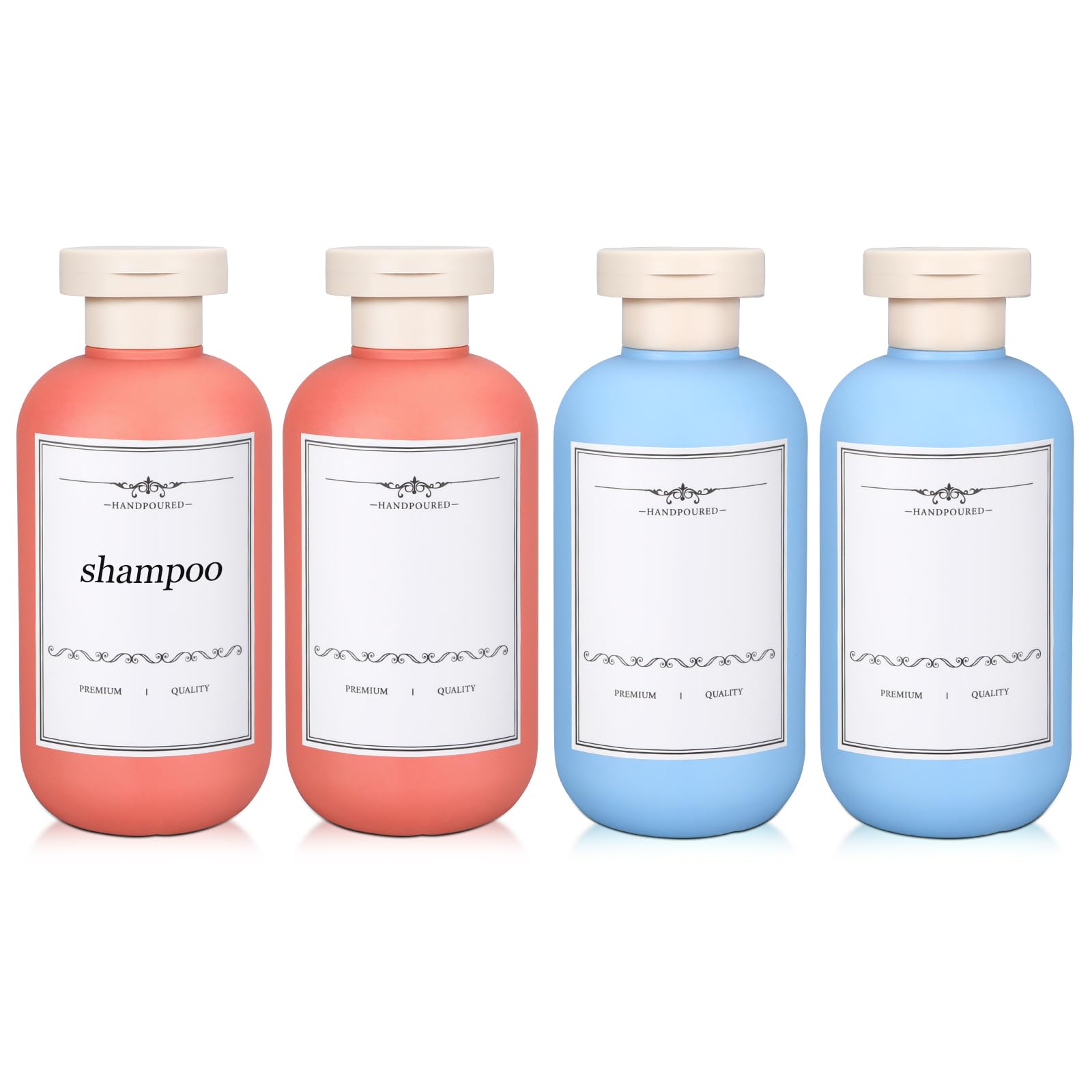 UMETASS 4 PACK 6.8 oz Plastic Travel Shampoo Bottles, Refillable Flip Cap Squeeze Bottles for Toiletries, Large Leakage-proof Travel Shampoo and