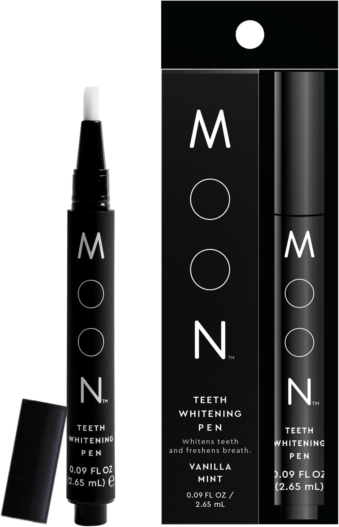 MOON Teeth Whitening Pen, Vanilla Mint, 0.09 Fl Oz, Gentle on Teeth, Whitens with Antioxidants & Essential Oils, Vegan Whitening Gel in an Easy Applicator