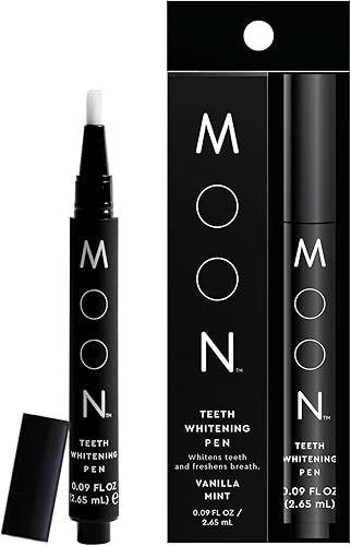 MOON Bolígrafo blanqueador de dientes, menta vainilla, 0.09 onzas líquidas, suave con los dientes, blanquea con antioxidantes y aceites esenciales,