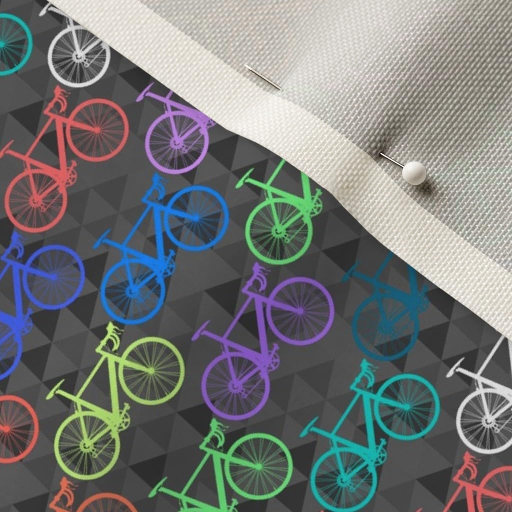 Spoonflower Fabric - Bicycle Bike Cycling Bright Printed on Upholstery Velvet Fabric Fat Quarter - Upholstery Home Decor Bottomweight Apparel