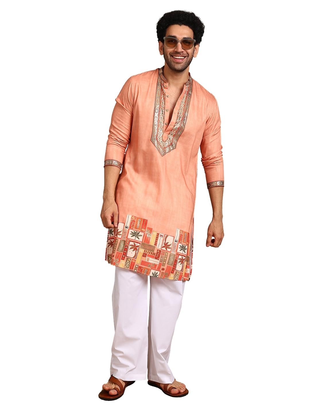 Men Cotton Silk Straight Yoke Design Kurtas With Pyjama| Fit : Regular Fit | Coller : Mandarin/Chinese Collar | Coord Set | Straight Fit-image-18