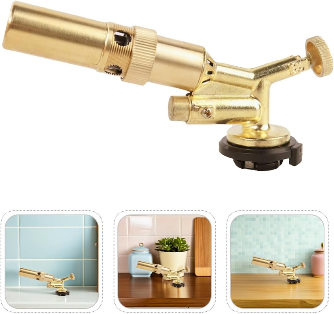 2pcs Adjustable Cooking Torch Head for Kitchen and Bbq, Portable Copper Alloy Torch Burner with Stable Flame, Compact Design for Grilling and Brazing