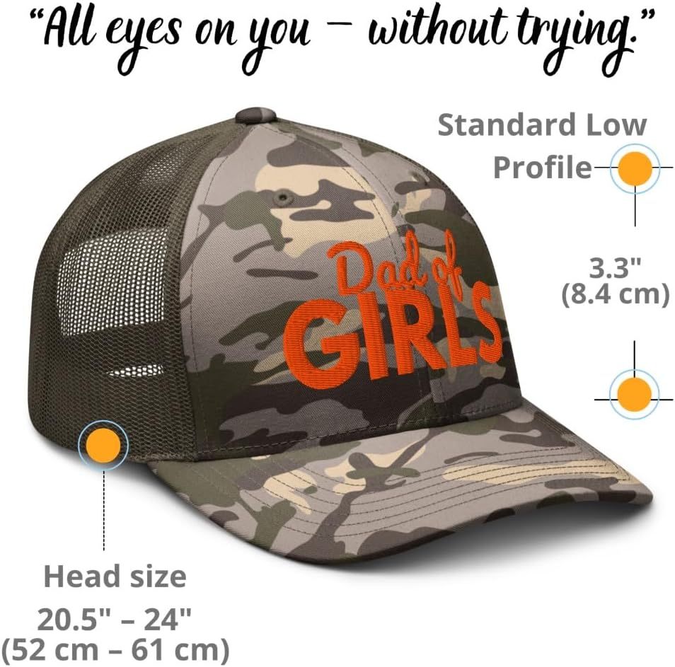 Camo NX Dad of Girls Gift Embroidered Curved Bill Trucker Hat Low Crown Adjustable Cap Men and Women