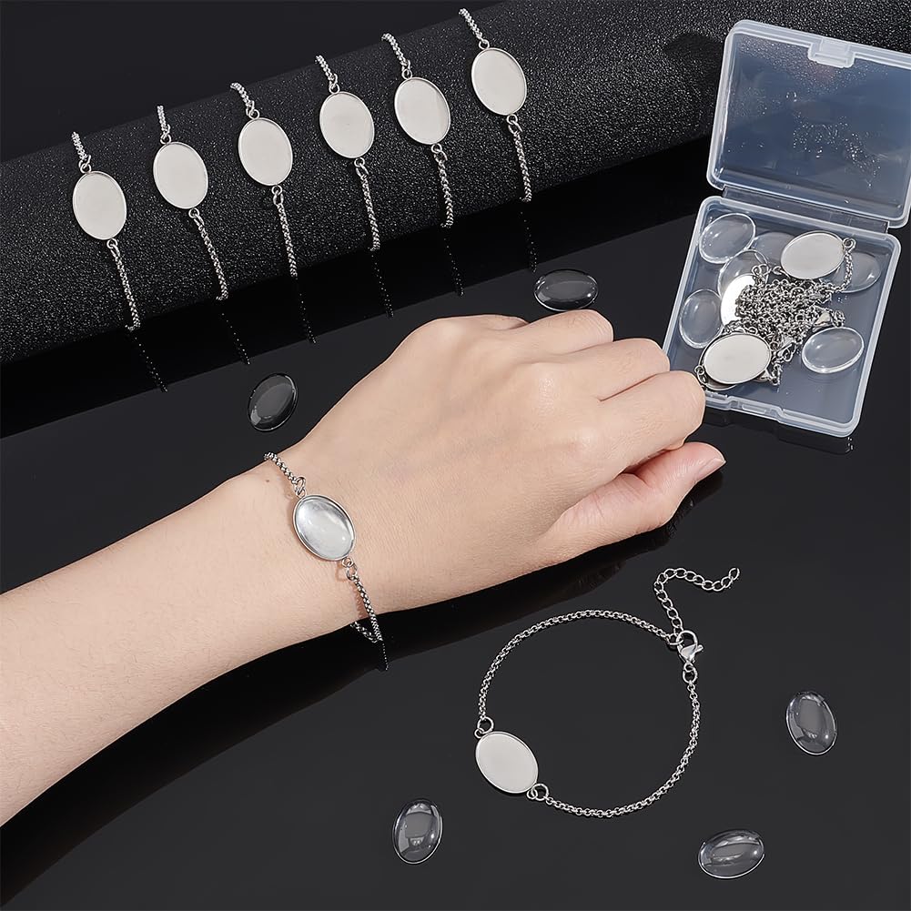 UNICRAFTALE Kit 100 Ensembles Cabochons Ronds 14mm - Base Acier Inoxydable Et Verre Pour Bijoux DIY