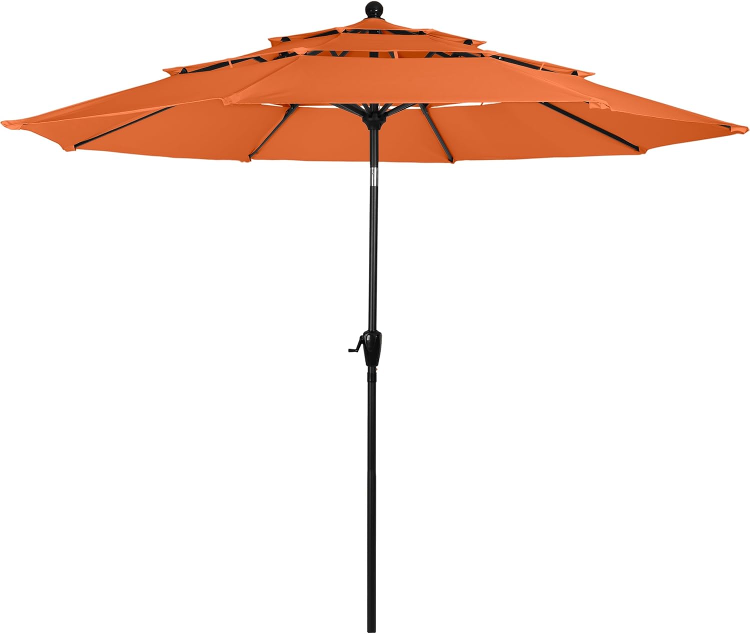 Pure Garden 10 Ft Patio Umbrella - 3-Tiered Sunshade with Push Button Tilt and Easy-Open Crank - Outdoor Umbrella for Deck or Pool (Rust)