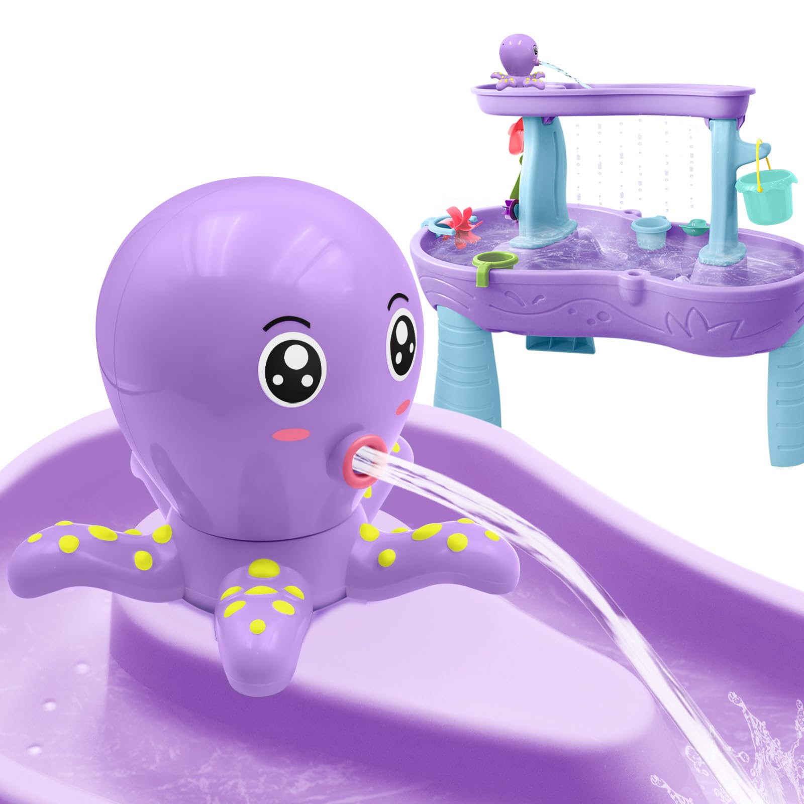 Water Table Pump for Step2 Water Table, Octopus Battery Powered Water Pump for Water Table Perfect Summer Water Play Table Toys/Accessories for Kids Toddlers 3 Hours Non-Stop Fun Purple