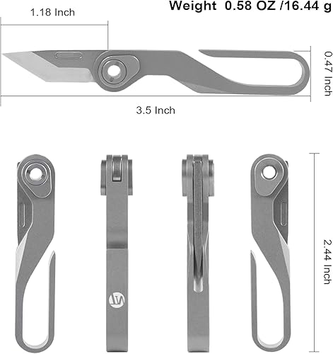 Miniatura 5 de ThruNite Llavero pequeño de aleación de titanio, herramienta EDC para llaves, mini cuchillo plegable de bolsillo con llavero, organizador de llaves,