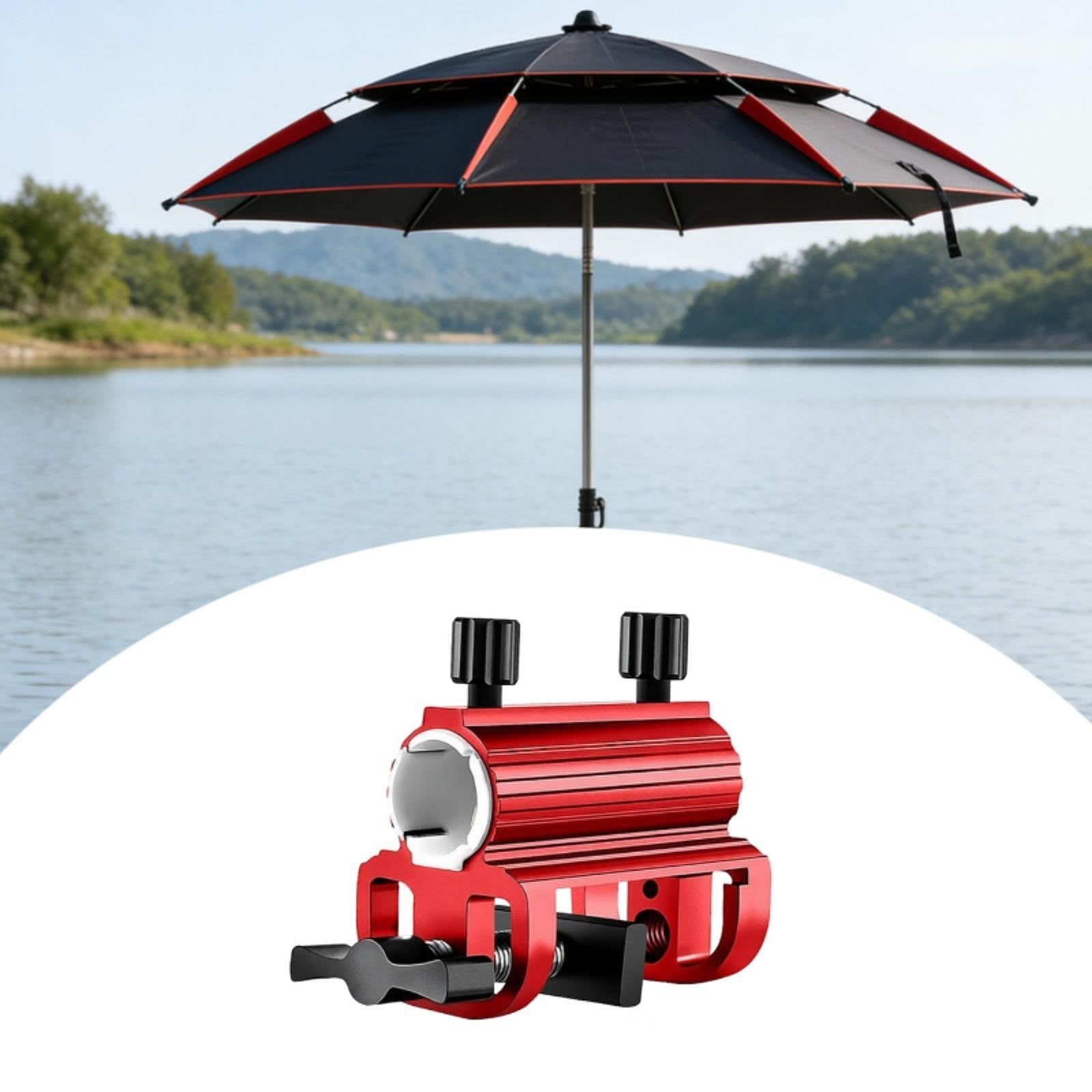 Supporto Ombrellone Parasol Porta Ombrellone Stand Alluminio Base Inserto Terra Regolabile per Pesca Picnics Eventi Sportivi Adatto per Barbecue Uso E, Rosso