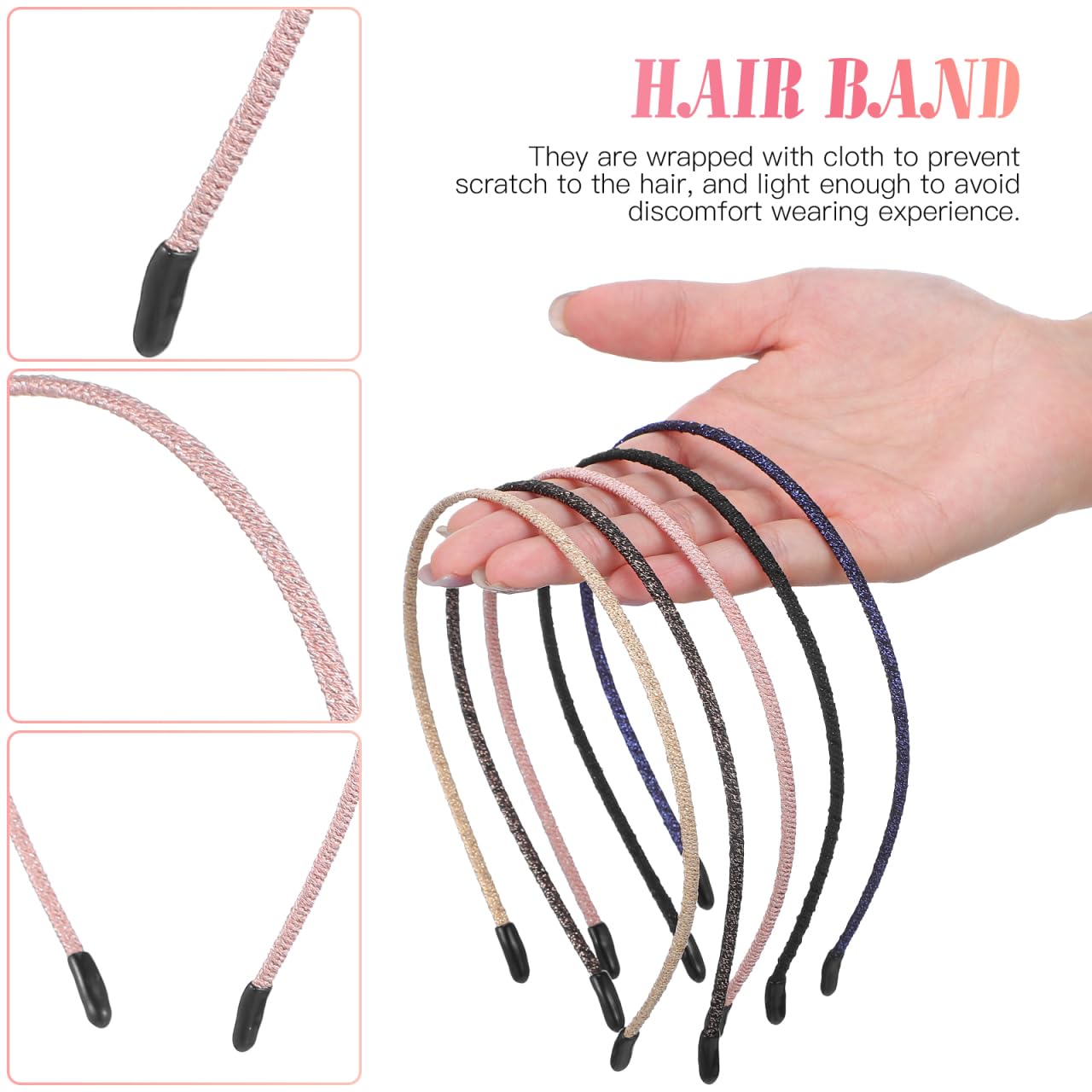 FOMIYES Fasce per capelli in metallo, 5 pezzi, fascia sottile per capelli, cerchietto per capelli a molla, cerchietto per capelli non semplice, decorazione per la testa per trucco, sport, yoga, cura