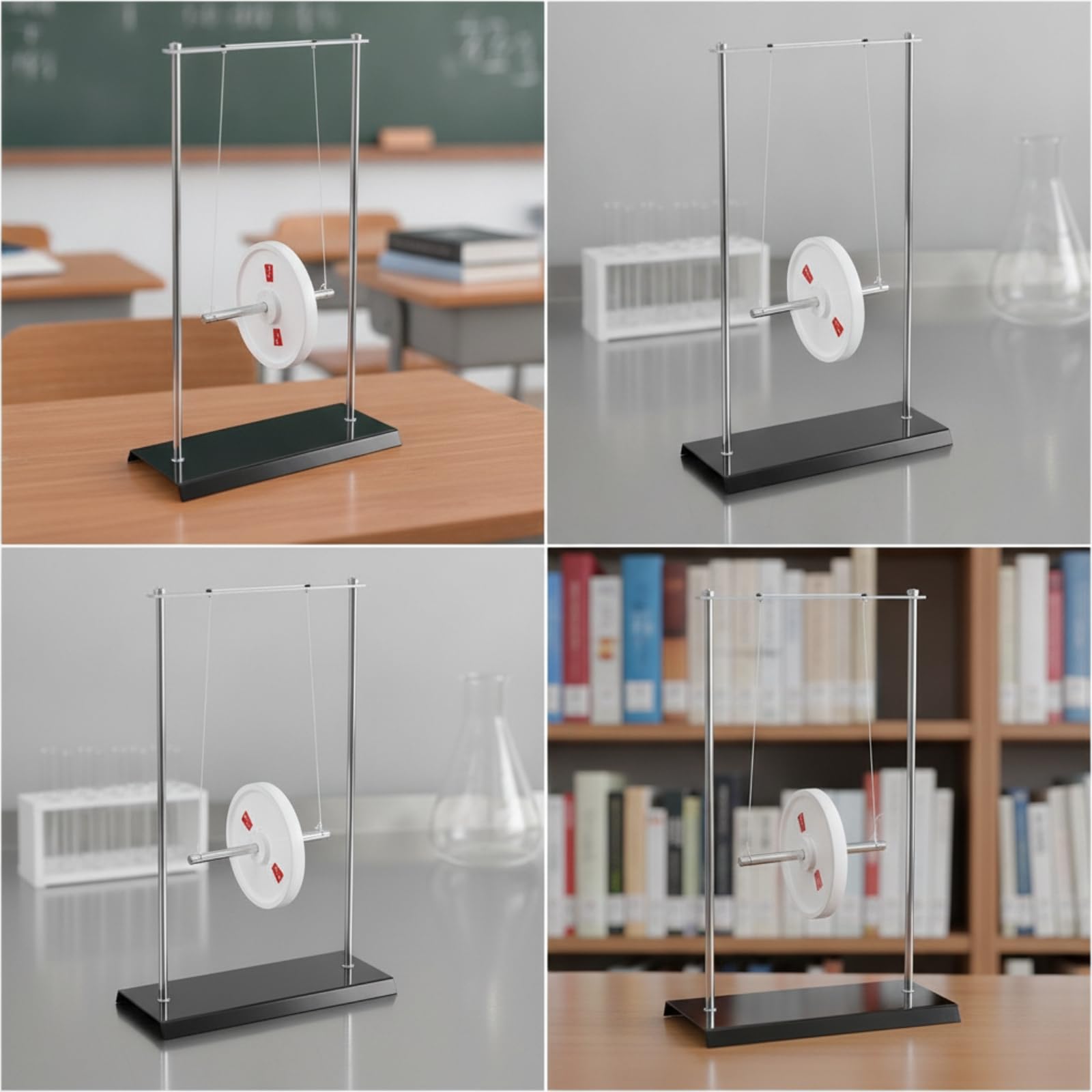 Qianly Rueda con Soporte Educativo Oscilador Metálico Aparato Experimental para Profesores, Estudiantes, Péndulo De Maxwell Nuevo Estándar Curricular