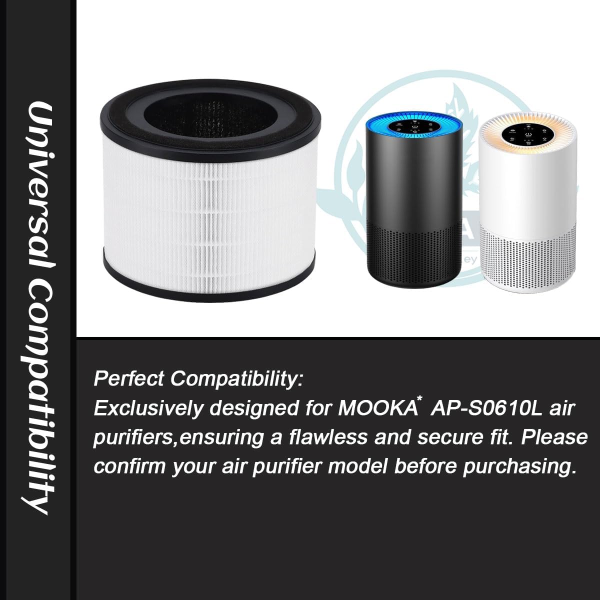 1-Pack AP-S0610L HEPA Replacement Filters for MOOKA AP-S0610L Air Purifier, 3-in-1 Filter with Pre-Filter & Activated Carbon for Smoke, Dust, Pet Dander & Odors - Image 3