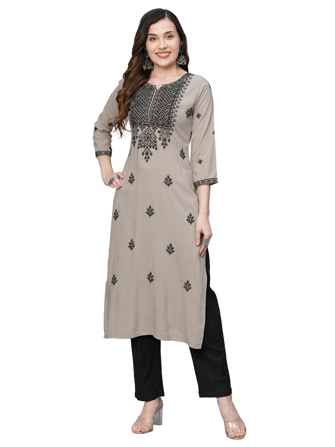 ratan Rayon Straight Lucknowi Chikankari Ethnic Wear Kurta for Women-picture-51