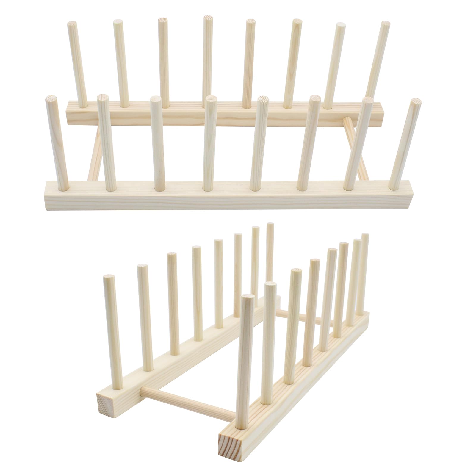 TETEWEVER 2 Piezas Organizador Platos de Madera 7 Ranuras Soporte Platos Seca Platos Escurridor para Tablas de Cortar, Platos, Cuencos, Tazas, Libros