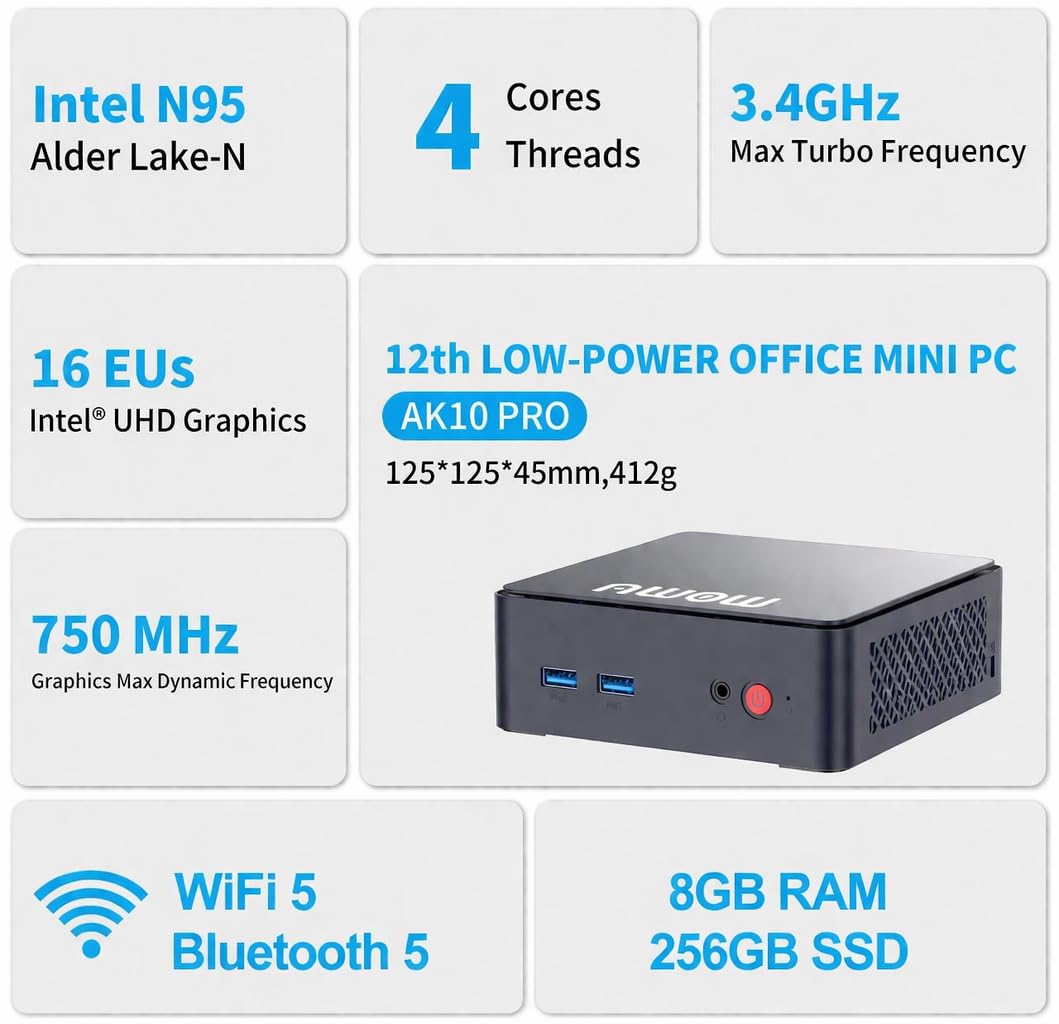 グ*グ様 AWOW AK10 Pro 16GBメモリ512GB SSDミニPC AWOW Mini PC with N95, 16GB DDR4 RAM, 512GB SSD, 4K UHD, Dual