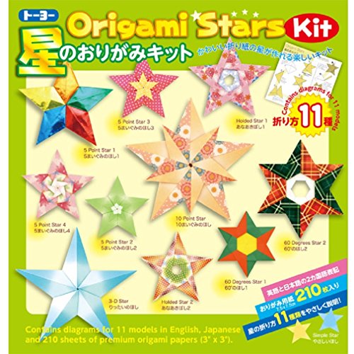 Toyo Japanese Origami Star Kit With English Translation Of Folding Processes Of 11 Different Stars - 3 Inch Square 210 Sheets #TOP10