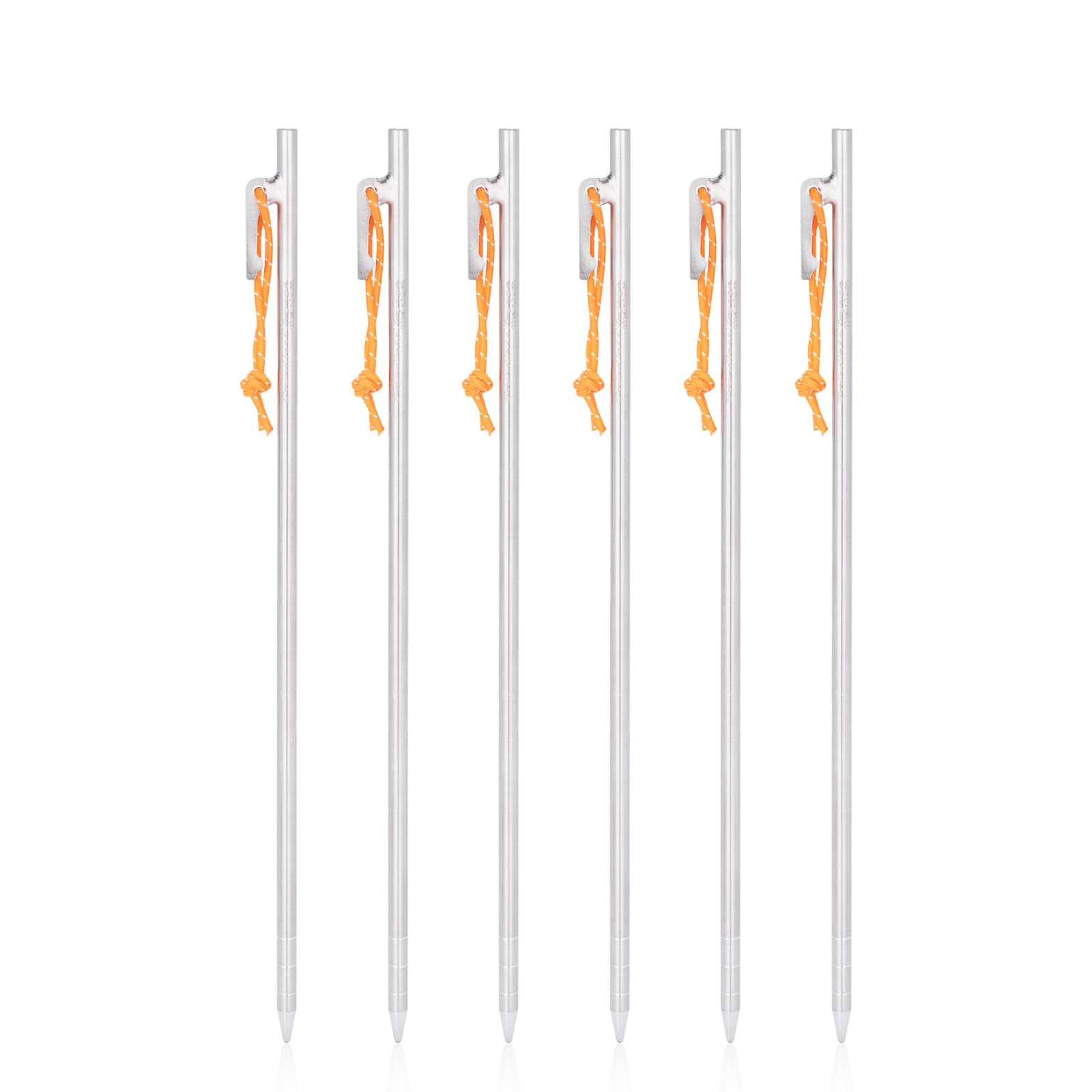 Lot de 6 piquets de tente en alliage de titane résistants à la rouille pour sol rocheux dur - 35 cm | Piquets de camping massifs pour rocher, sable, boue et pelouse