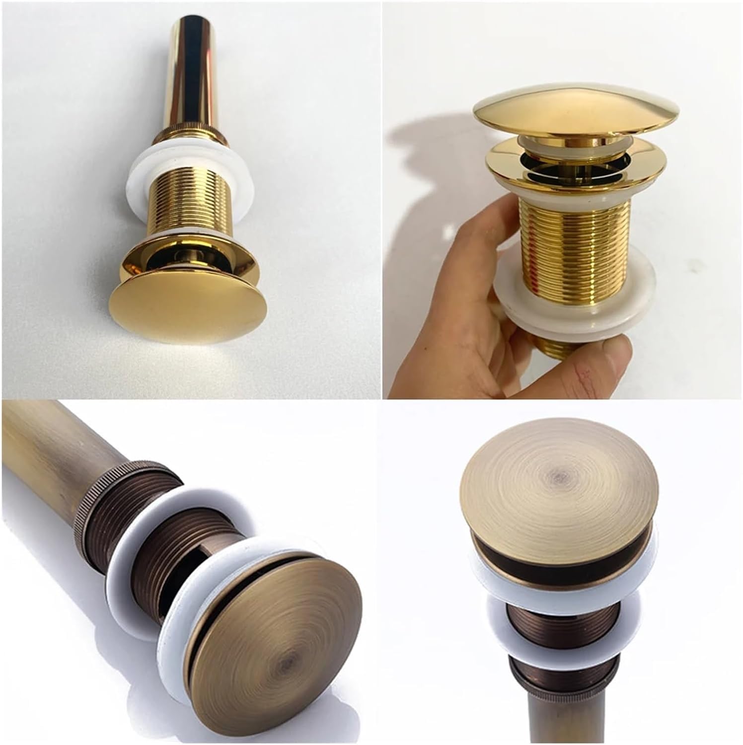 sustitución de tapones de fregadero pop up, Válvula de drenaje emergente for lavabo de baño, nuevo tapón de drenaje, accesorio de baño, juego de latón, filtro de rebote for lavabo de cromo negro(Brush
