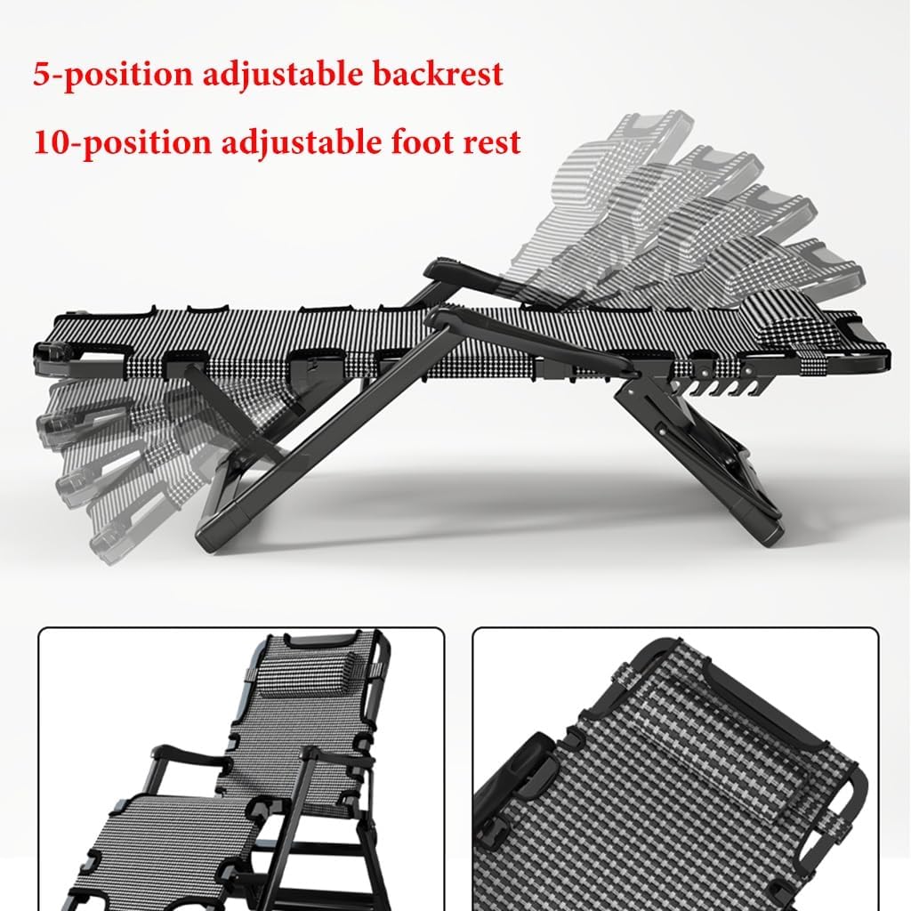 GIZNXBA Lounge Chair Zero Gravity Chairs Adjustable Angle Patio Chair Folding Reclining Chair with Foot Rest, Camping Chair with Headrest for Pool Side Yard Beach (Color : /Brown)