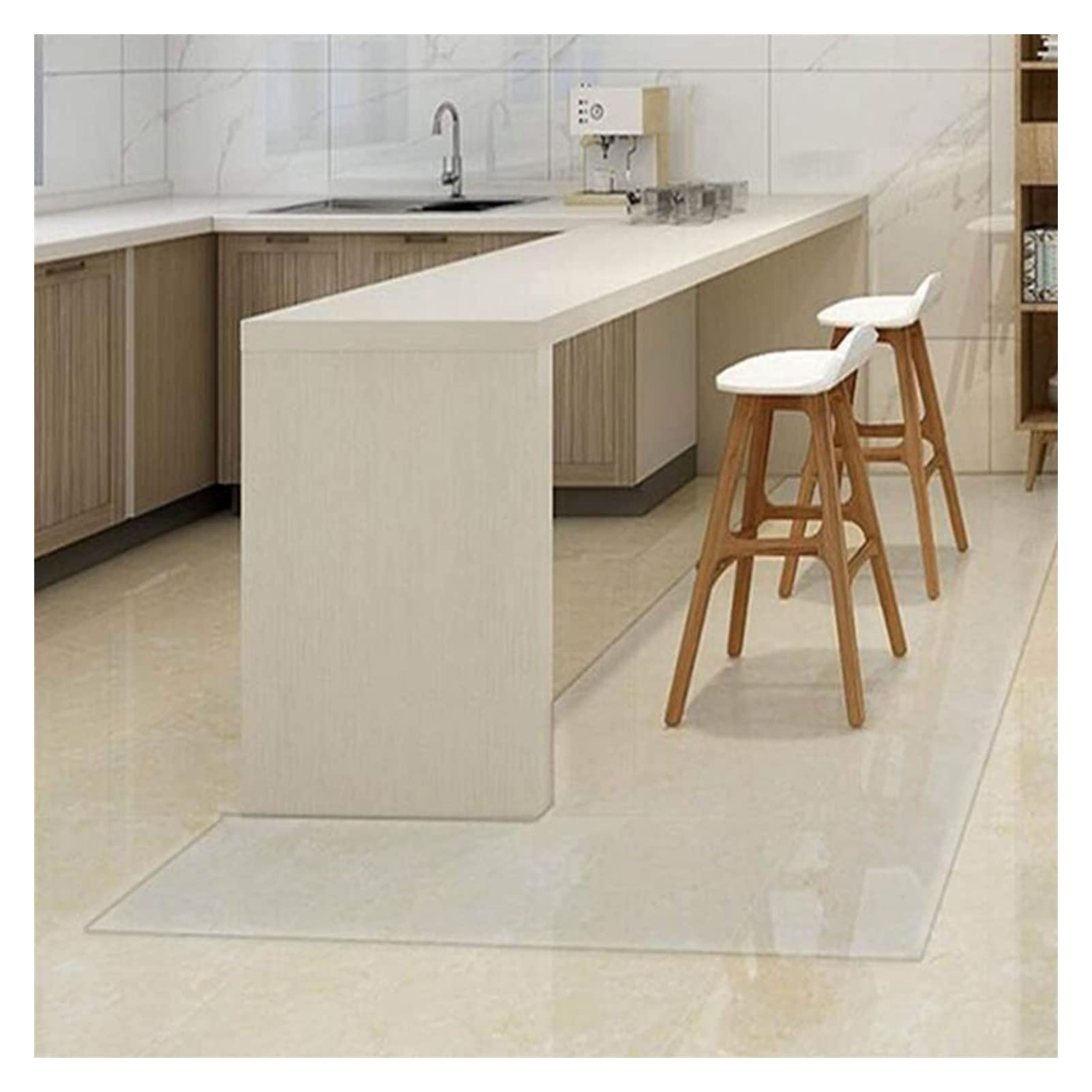 Tapis de Chaise Transparent pour sols durs, en PVC Transparent Haute résistance aux Chocs, indéformable, pour Bureaux et Maison, épaisseur 1,5 mm, Longueur 100-600 cm, Facile à Nettoyer (100