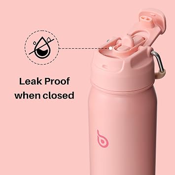 BOTTLE BOTTLE Insulated Water Bottle Stainless Steel 700ml(24oz) Bike Water Bottles with Straw and Adjustable Lid Daily Drink Flask Pill Organizer (salmon)