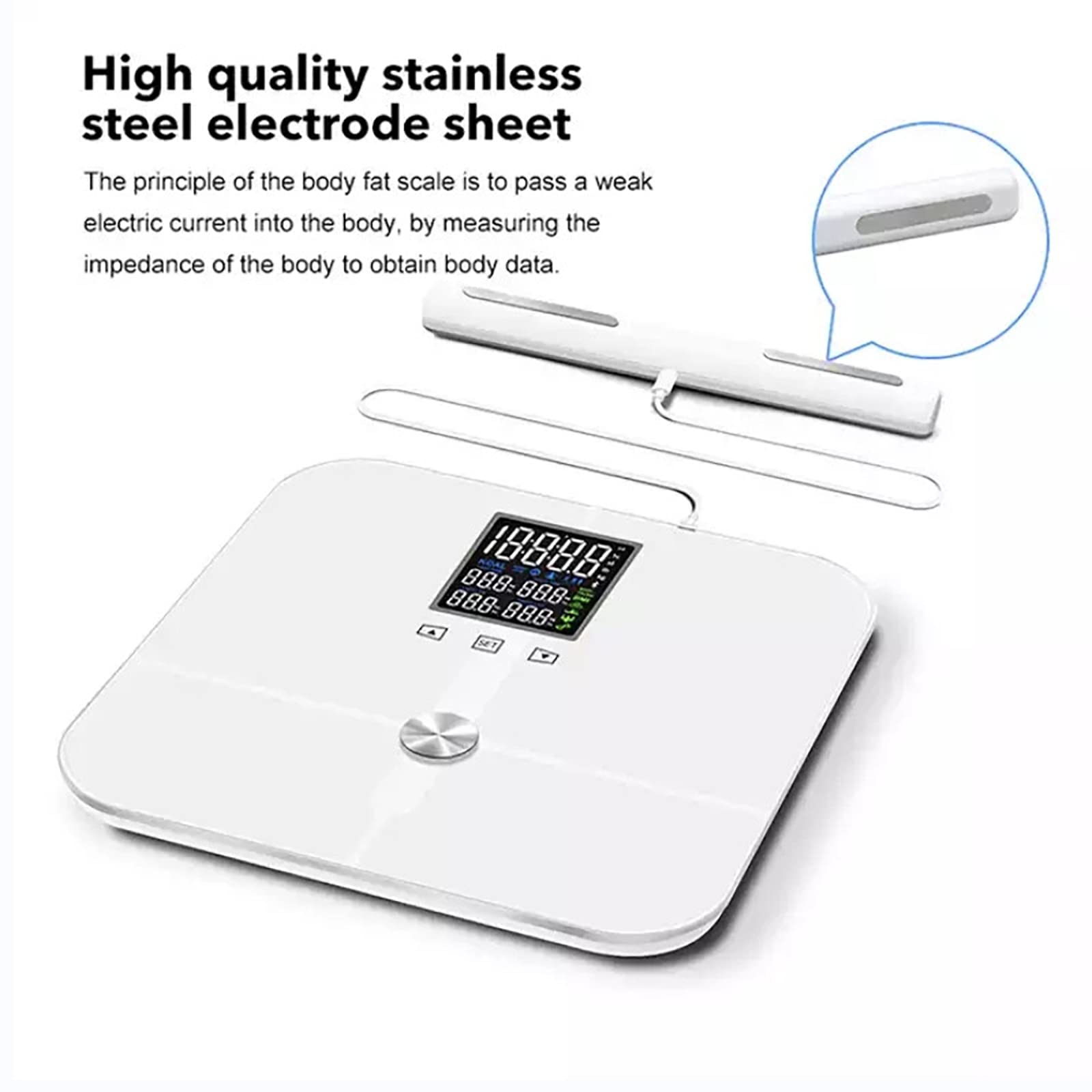 Bilancia Corporea Intelligente Bluetooth,analizzatore Composizione Corporea Altamente Accurato BMIcon ControlloAPP E 8elettrodi in Acciaioinossidabile,25 Dati Fisiciprofessionali,perdomestica