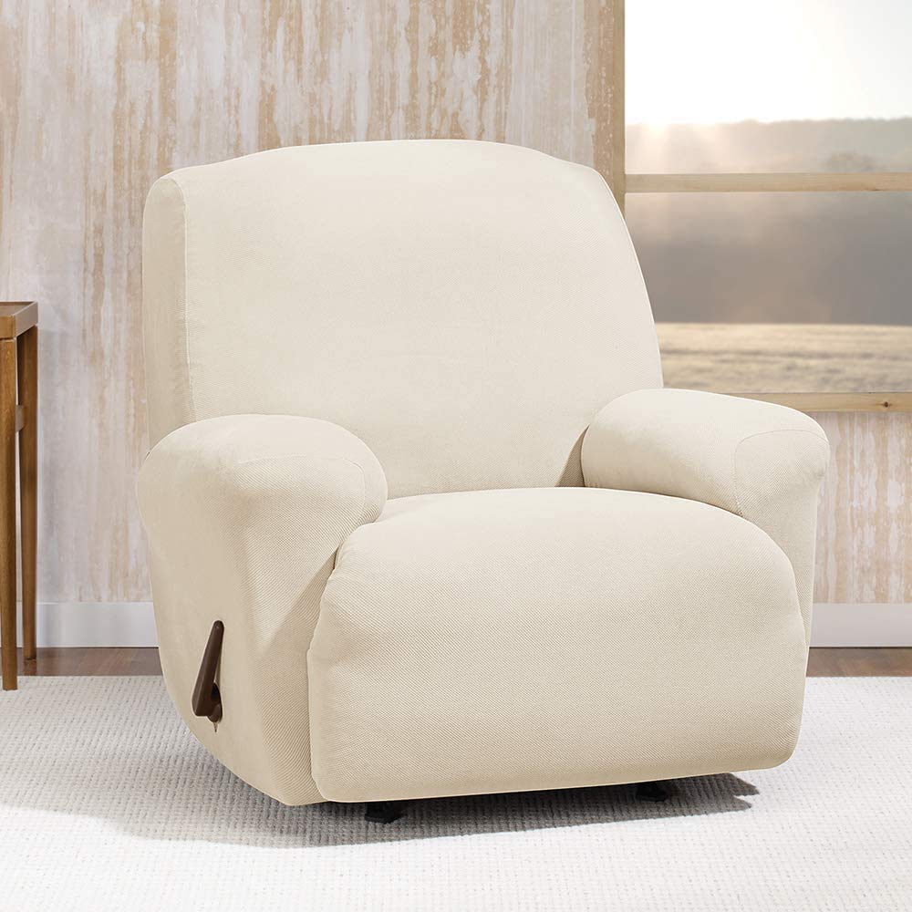 SureFit Stretch Morgan 1 Piece Recliner Slipcover in Ivory