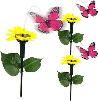 Fluttering Butterfly, 3PCS Solar Butterfly Garden Stake, Decorative Flying Butterfly Waterproof Butterfly Garden for Yard Walkways Lawn Patio