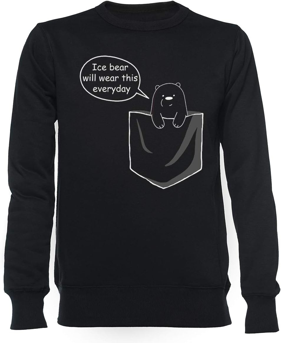 Ice Bear Will Wear This Everyday - We Bare Bears Cartoon Pocket Unisex Men's Women's Jumper Black