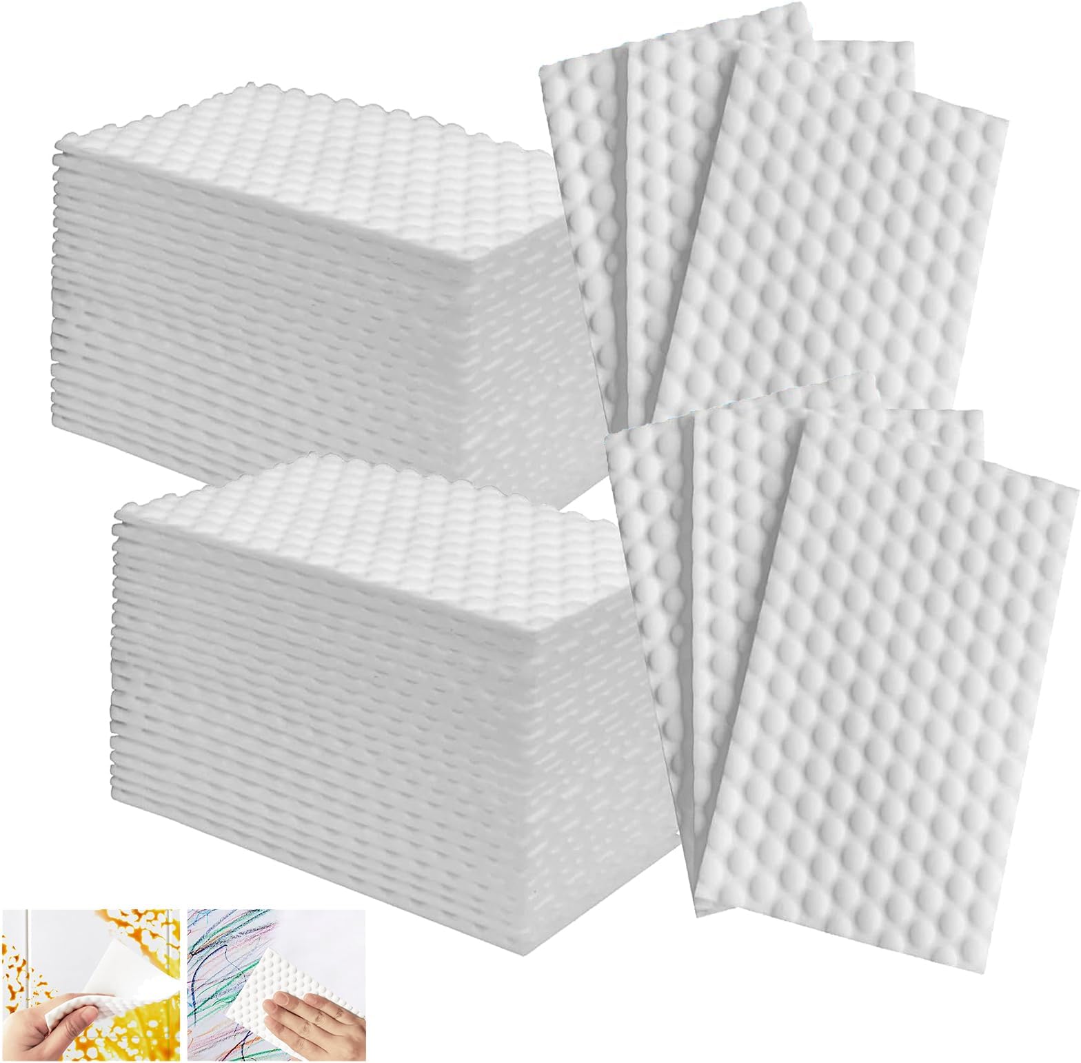 Magic Sponge Eraser Sheets, 96Pcs All-Purpose White Melamine Sponge Cleaner Convex Point Sheet, Thin Disposable Magic Cleaning Pads Wipes for Furniture Kitchenware, Hard-to-Reach Places, Shoe