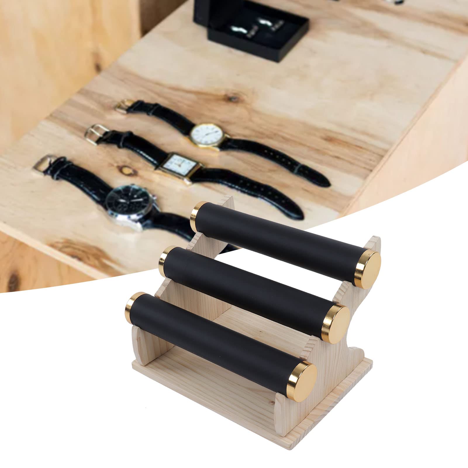ブラック層ブレスレットディスプレイスタンド取り外し可能なロッド付きブレスレットホルダー時計、ブレスレット、アンクレット、ヘッドバンド、