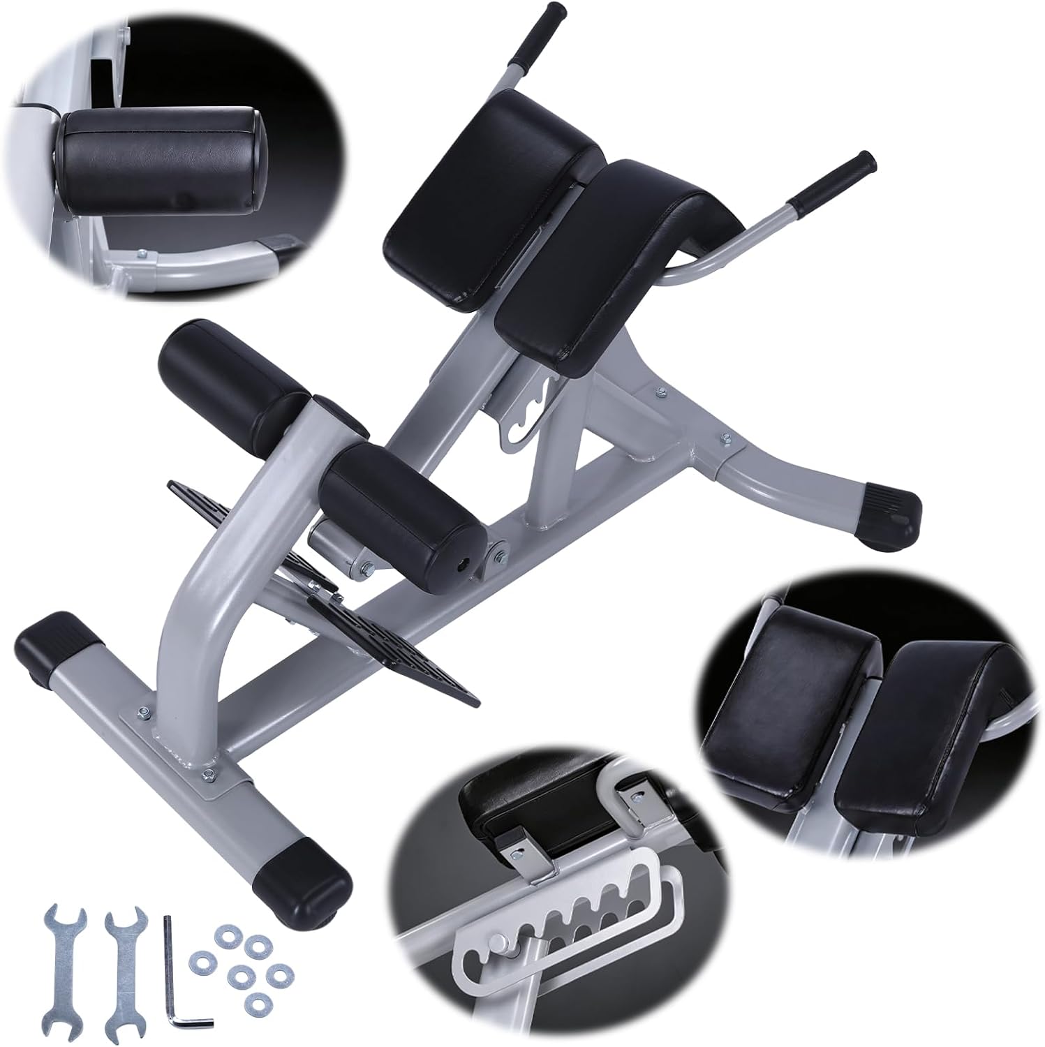 Generic Roman Chair Max Load 660lbs Back Extension Machine Adjustable Sit Up Exercise Machine for Athletes Core Work & Home Gym Workouts