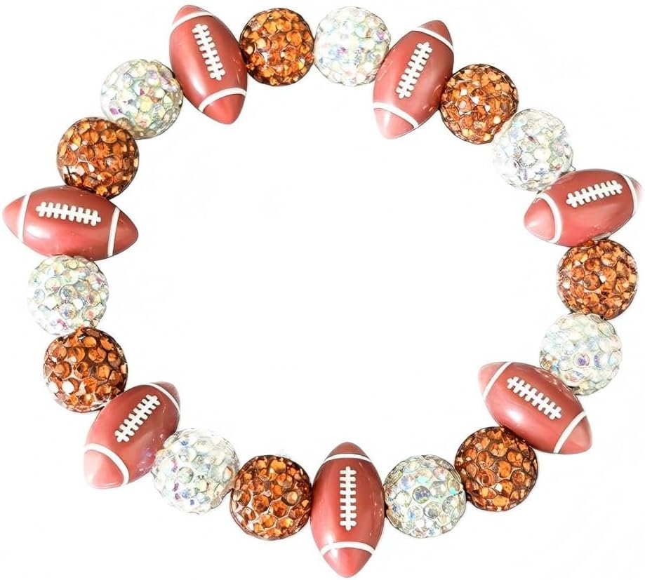 KZL Football Game Day Bracelet, Sparkling Rhinestone Disco Ball Beaded Stretch Bracelet Accessory for Sports Fans & Stadium Events image 3