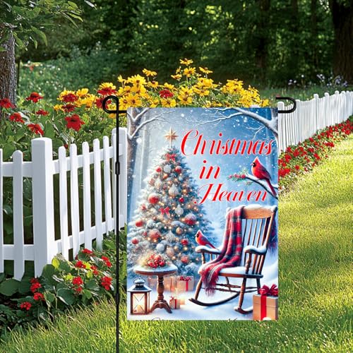 Image of BlissYard Christmas Garden Flag 12x18 Inch Memorial Red Bird Yard Decor