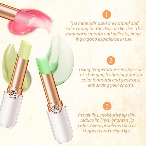 Miniatura 3 de BINGBRUSH Lápiz labial que cambia de color melocotón, hidratante de larga duración para el cuidado de los labios, bálsamo labial mágico, brillo