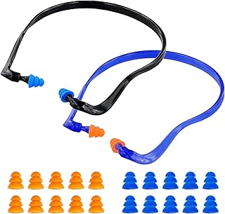 Gehörschutz arbeit 2 Stück, 2 Set Bügelgehörschutz mit 10 Paar Ersatzstöpseln, Hörschutz für Arbeit, Schlaf & Schießsport, Komfortabler Gehörschutz Konzert in Schwarz & Blau, 14x14*1.4cm