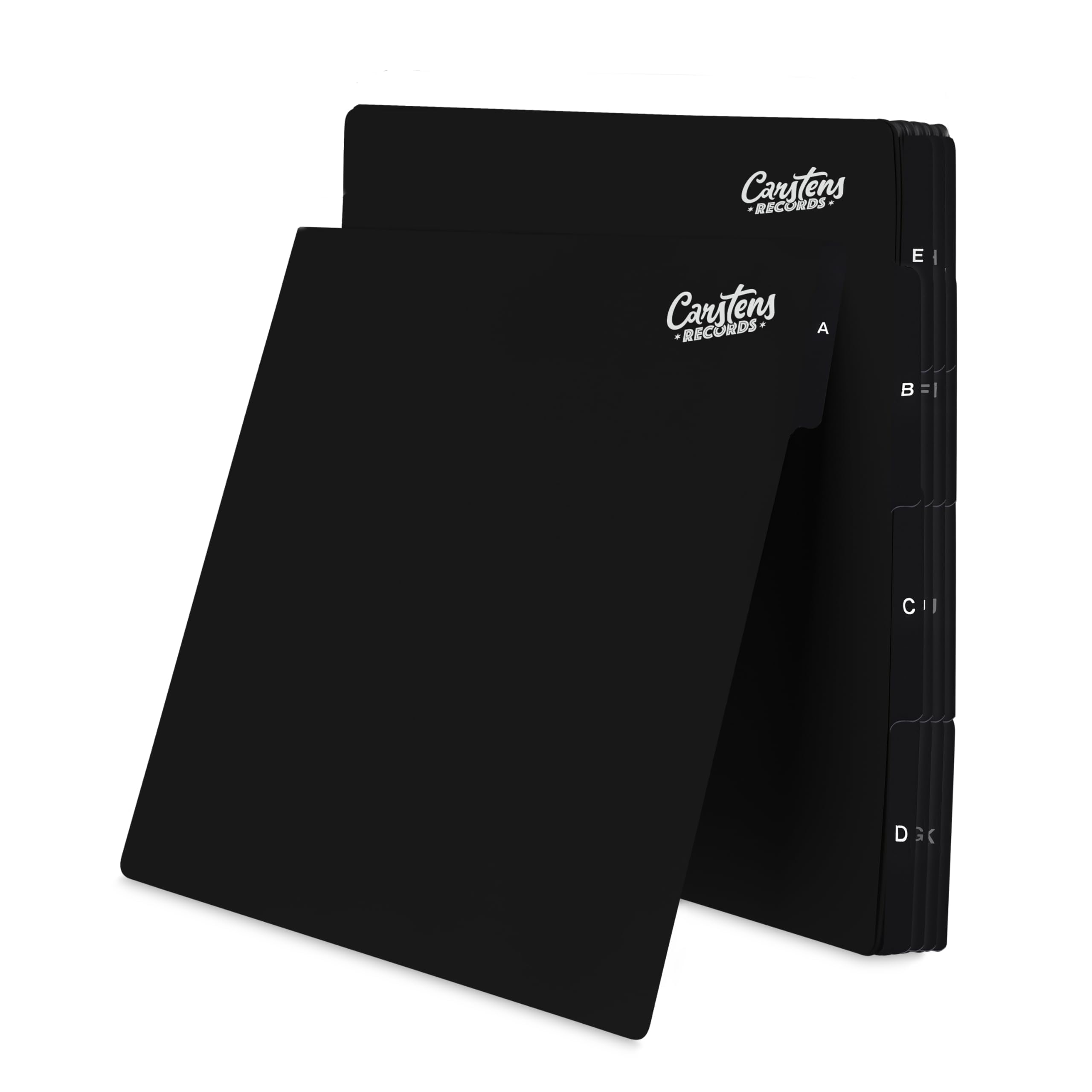Carstens Records A-Z Heavy Duty Vinyl Album Dividers, 12", Black, Set of 26