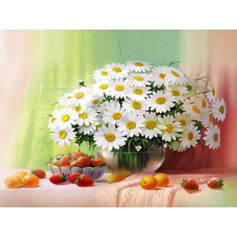 Point de croix 5D diamant complet fleurs de marguerites en résine éclatante 40x60